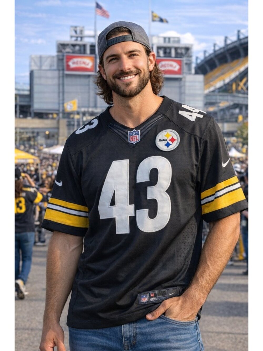 NWT Premium Nike Steelers Polamalu #43 Jersey Size 48 Large NFL Stitched
